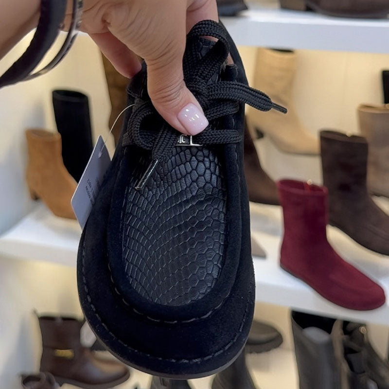 Round Toe Retro Flat Lace-Up Loafers