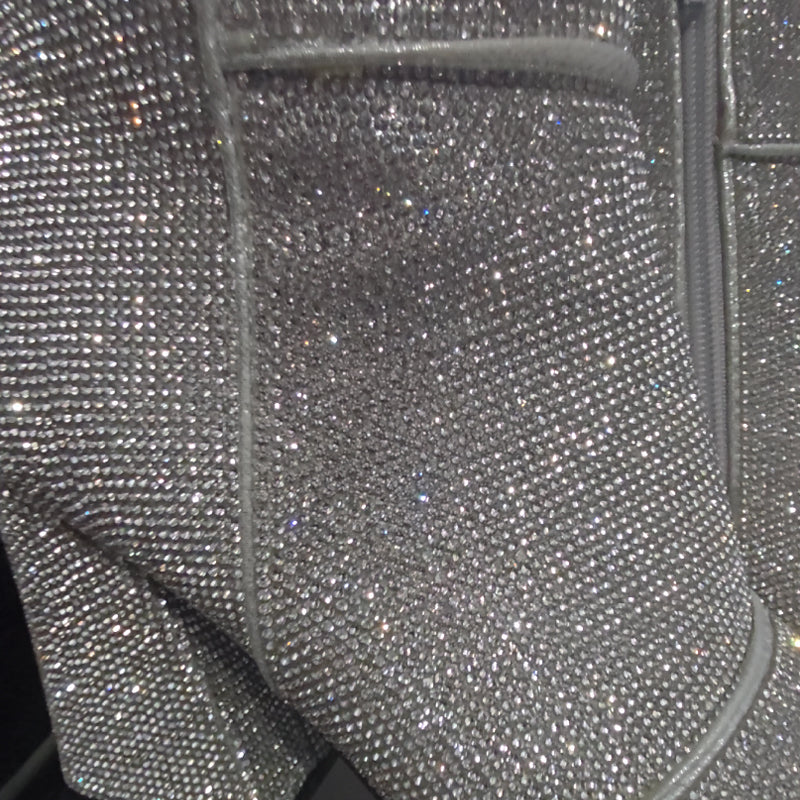 Sparking Rhinestone Chunky Heel Point-Toe Booties