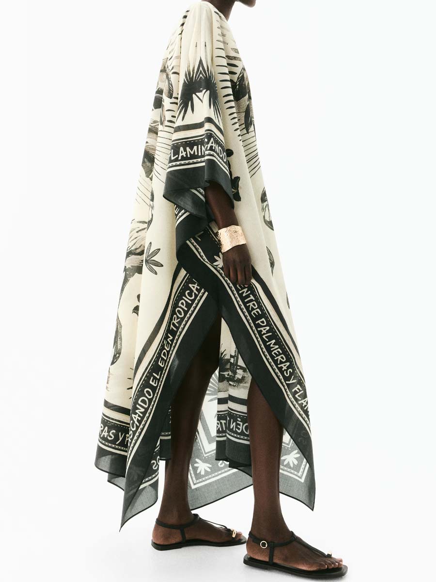 Oversize Printed Slit Hem Maxi Dress