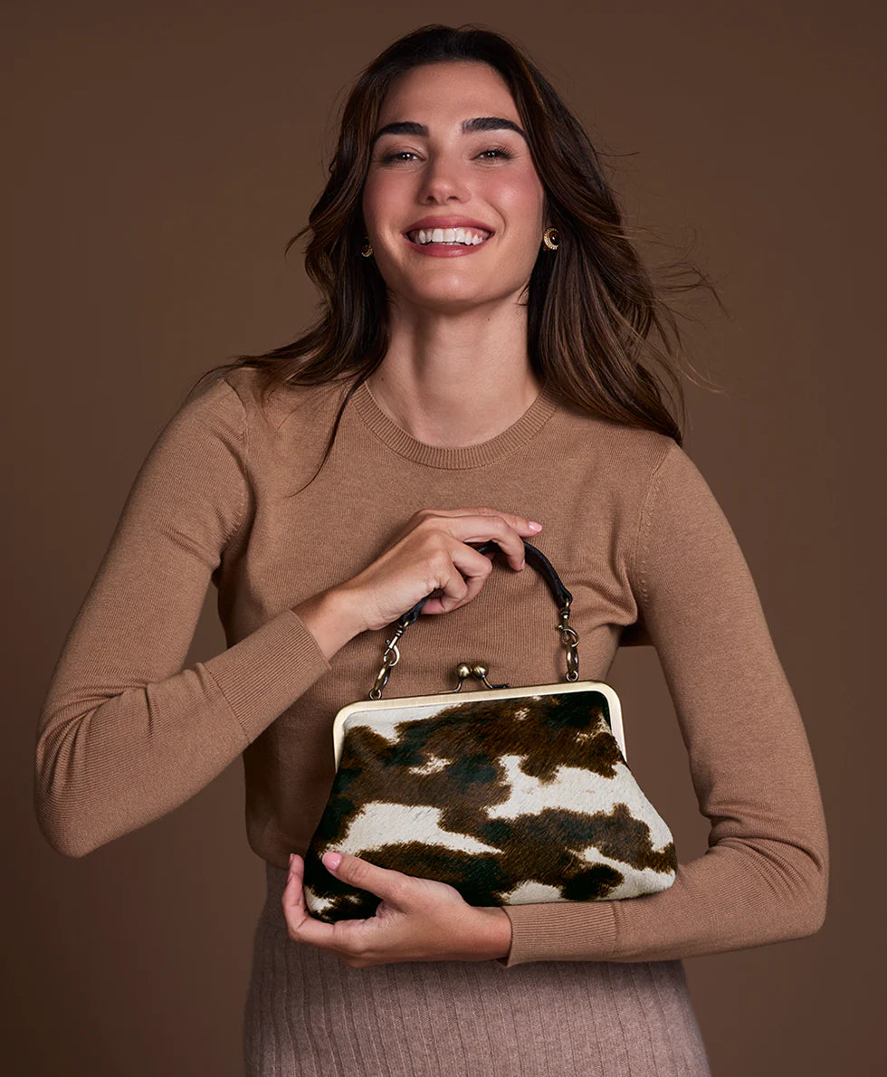 Cow Print Frame Handbag