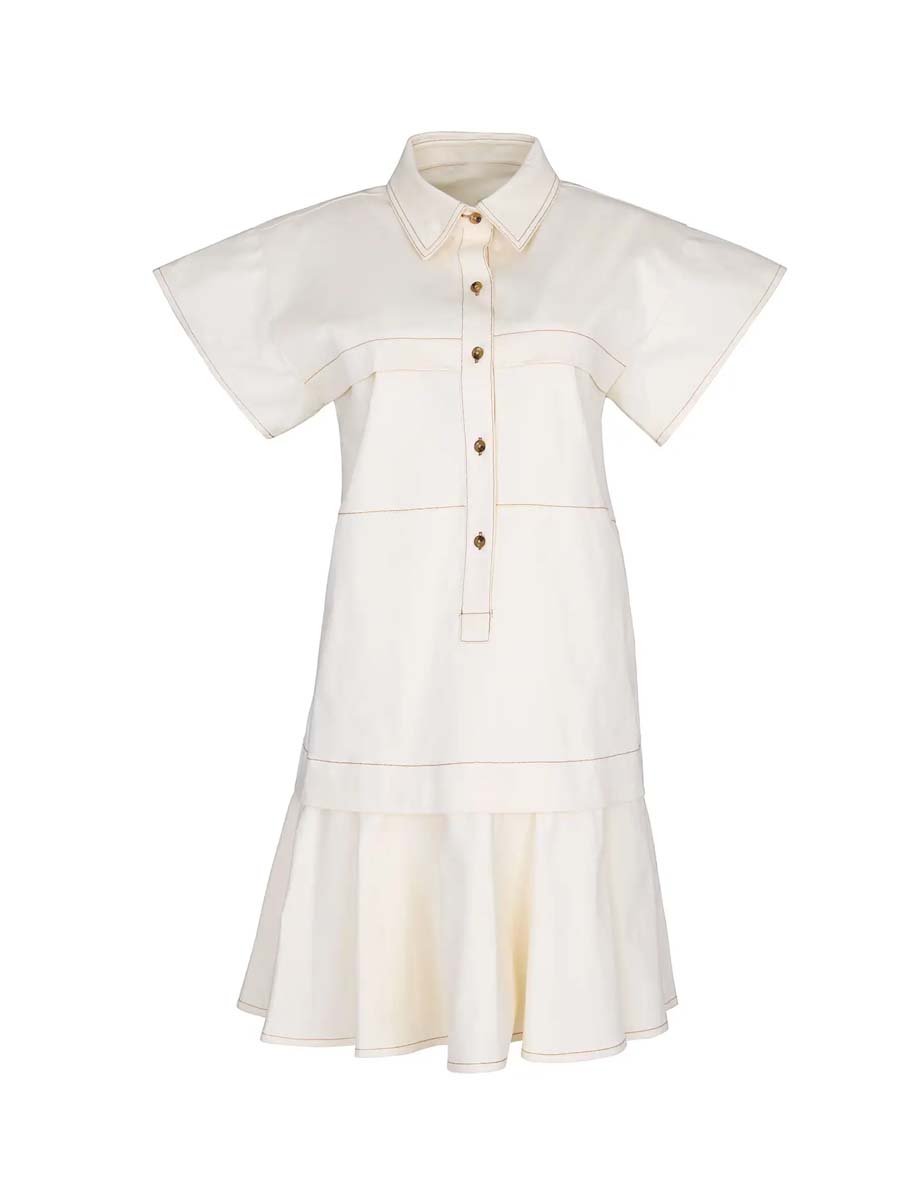 Collared Neck Mini Shirt Dress