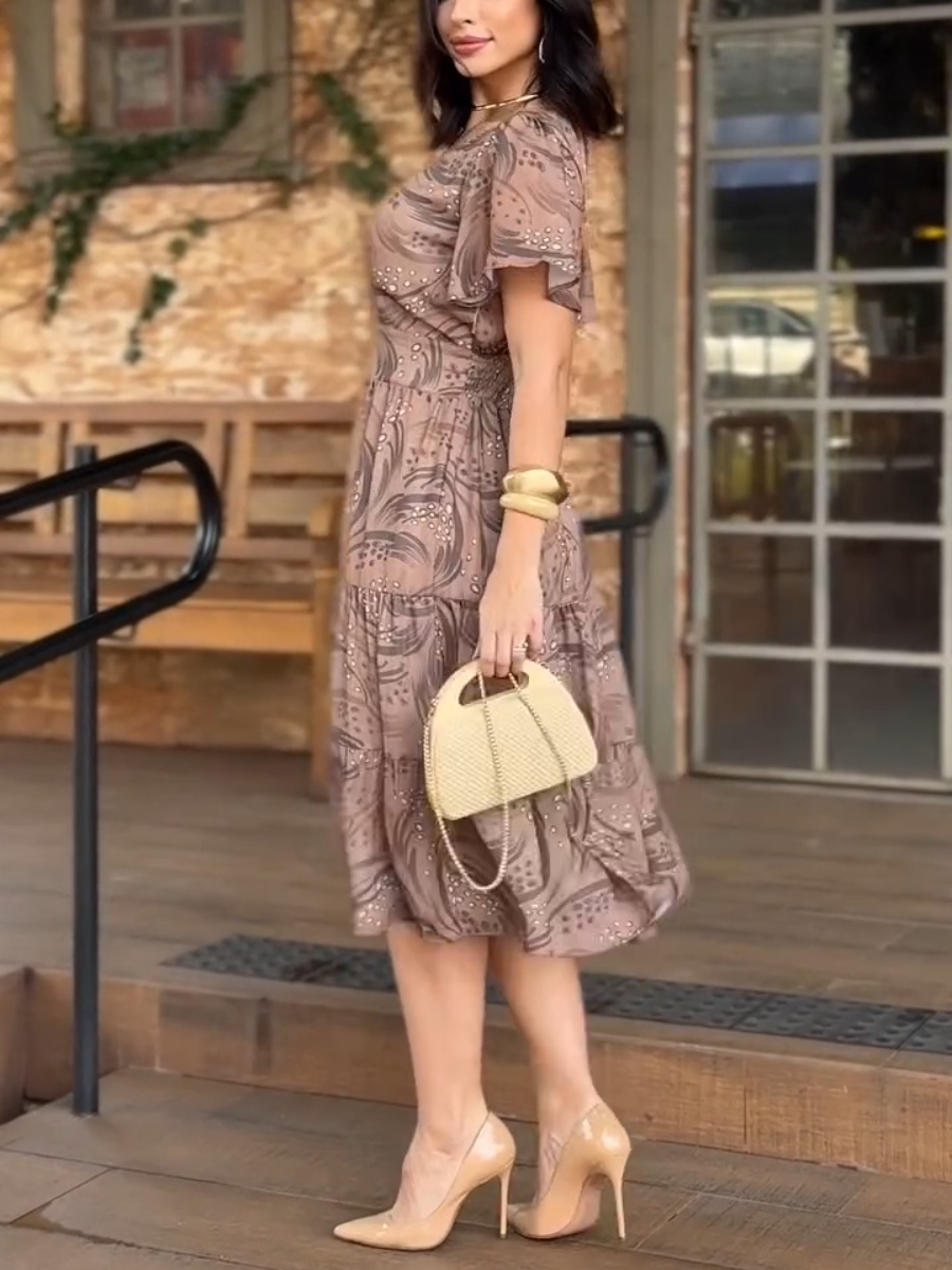 (⏰New Arrivals Promotion $15 OFF) Classic Print Pleated Midi Dress