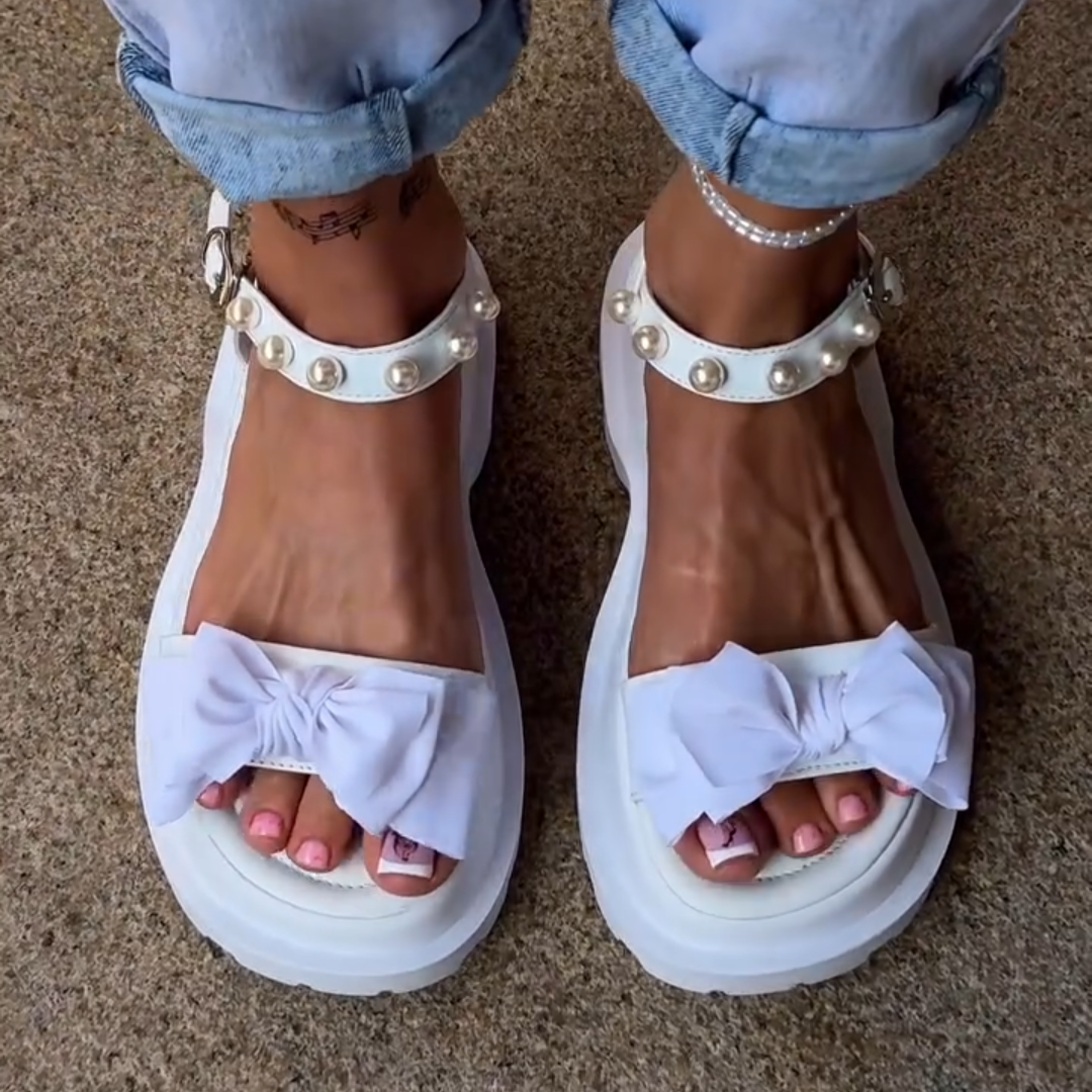 Bow - Detail Pearl - Strap Platform Sandals