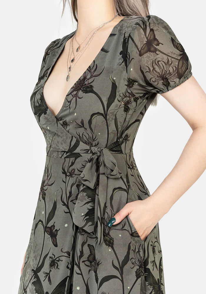 Floral Wrap Midi Dress