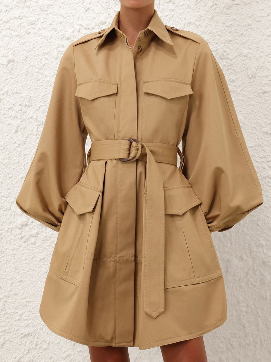 Long Sleeve Cargo Mini Dress