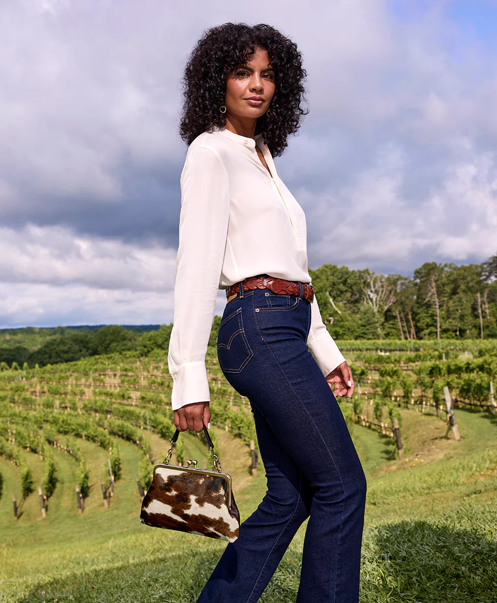 Cow Print Frame Handbag