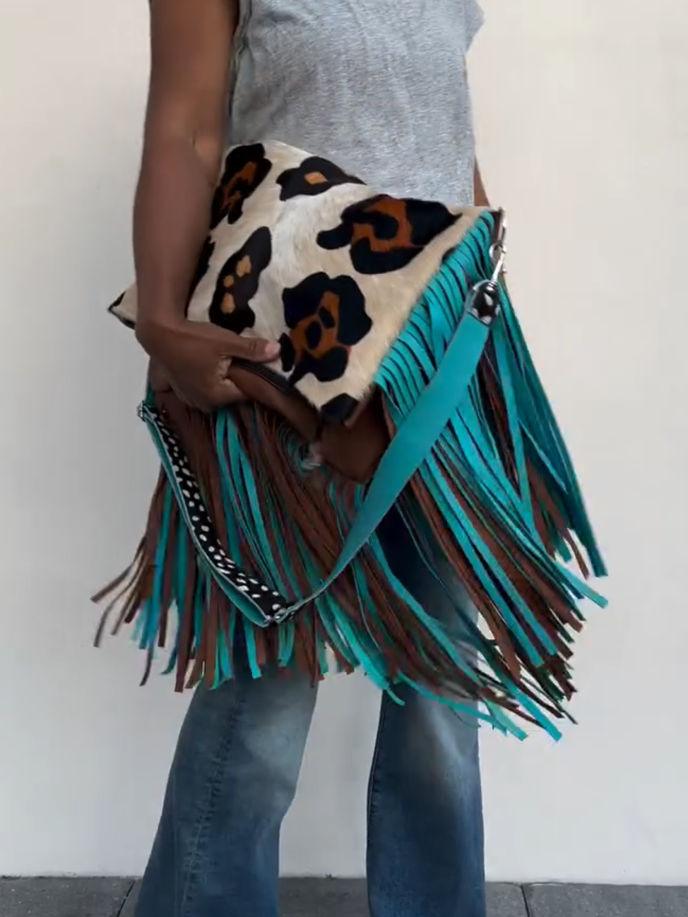 Leopard Print Fringe Crossbody Bag(Buy 2 free shoppingđź’Ą)