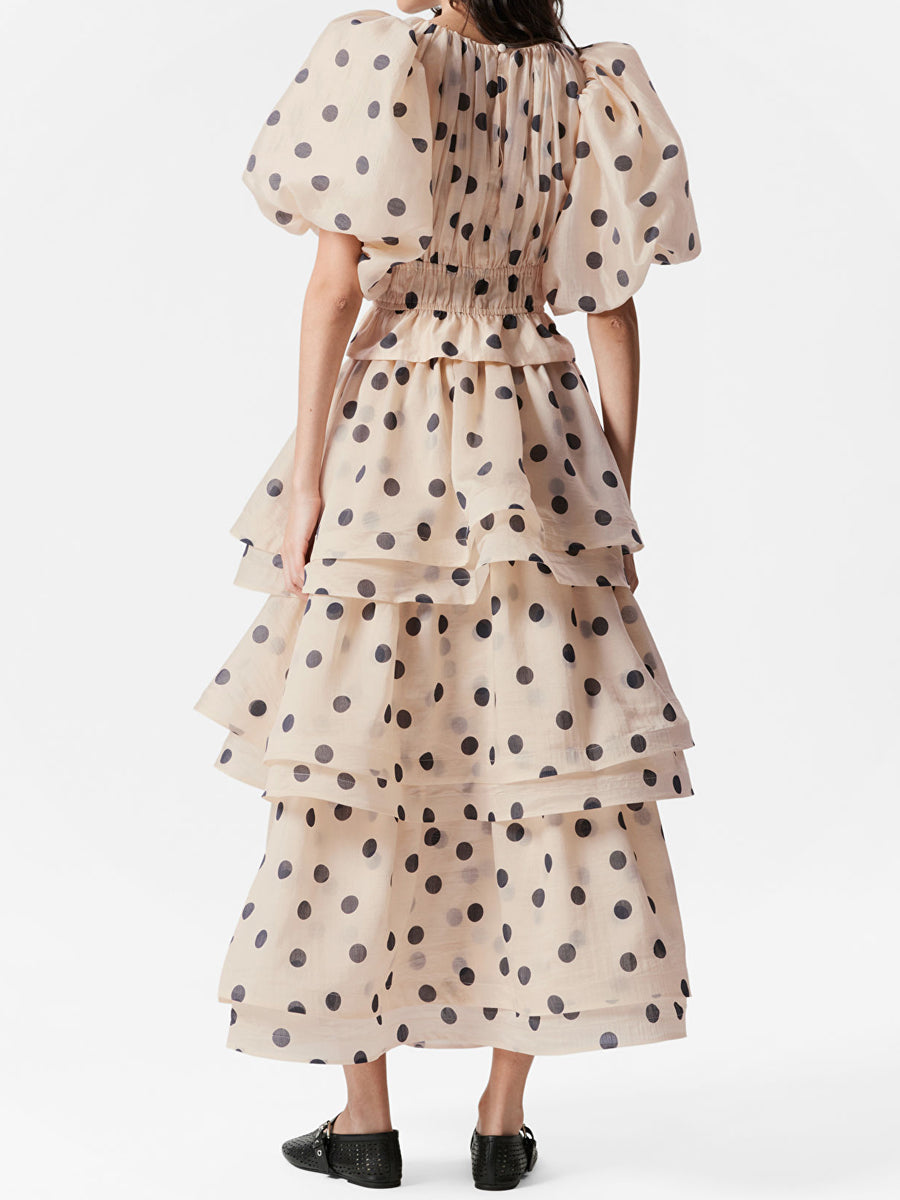 Ruched Balloon Sleeve Two Pieces Dress