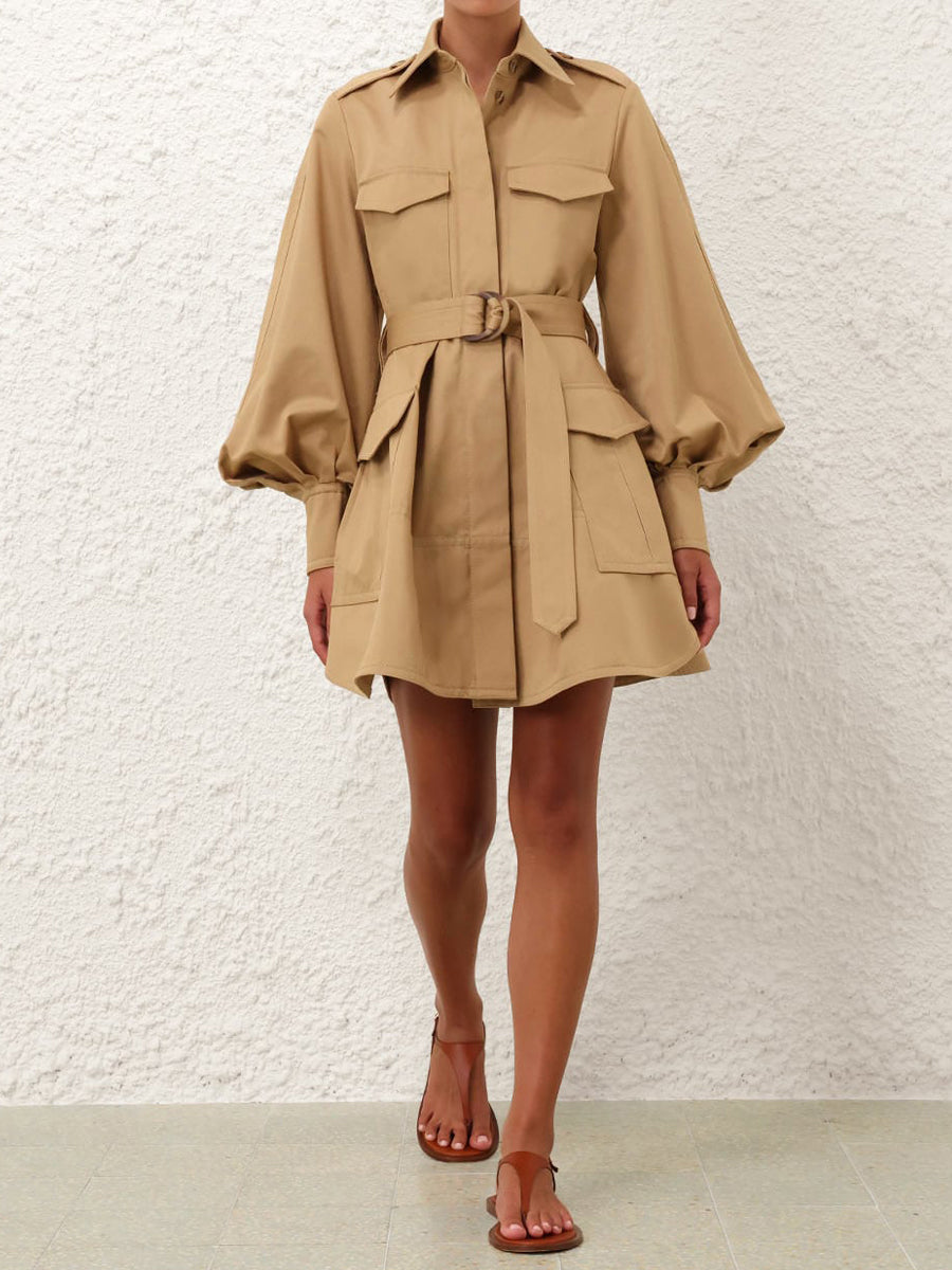 Long Sleeve Cargo Mini Dress