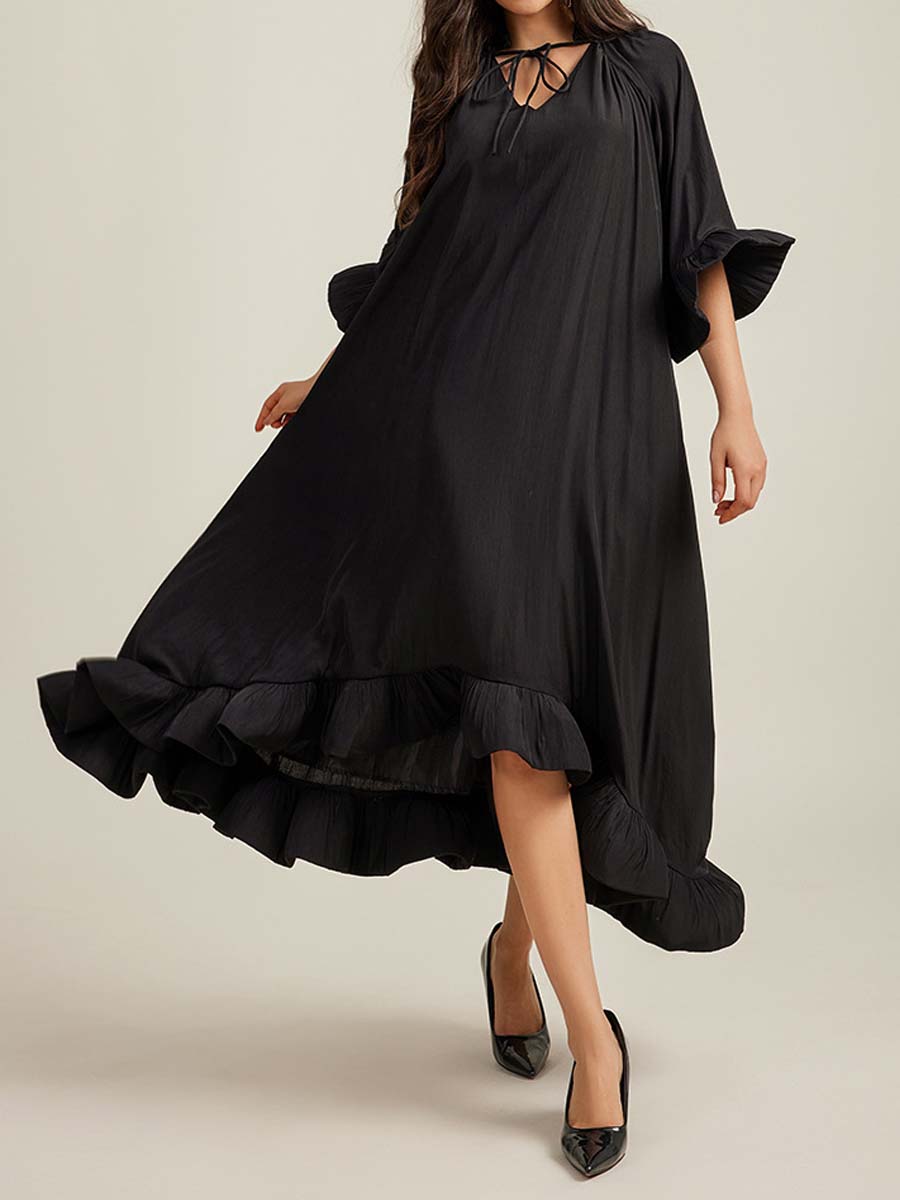 Elegant Loose Ruffled Long Dress