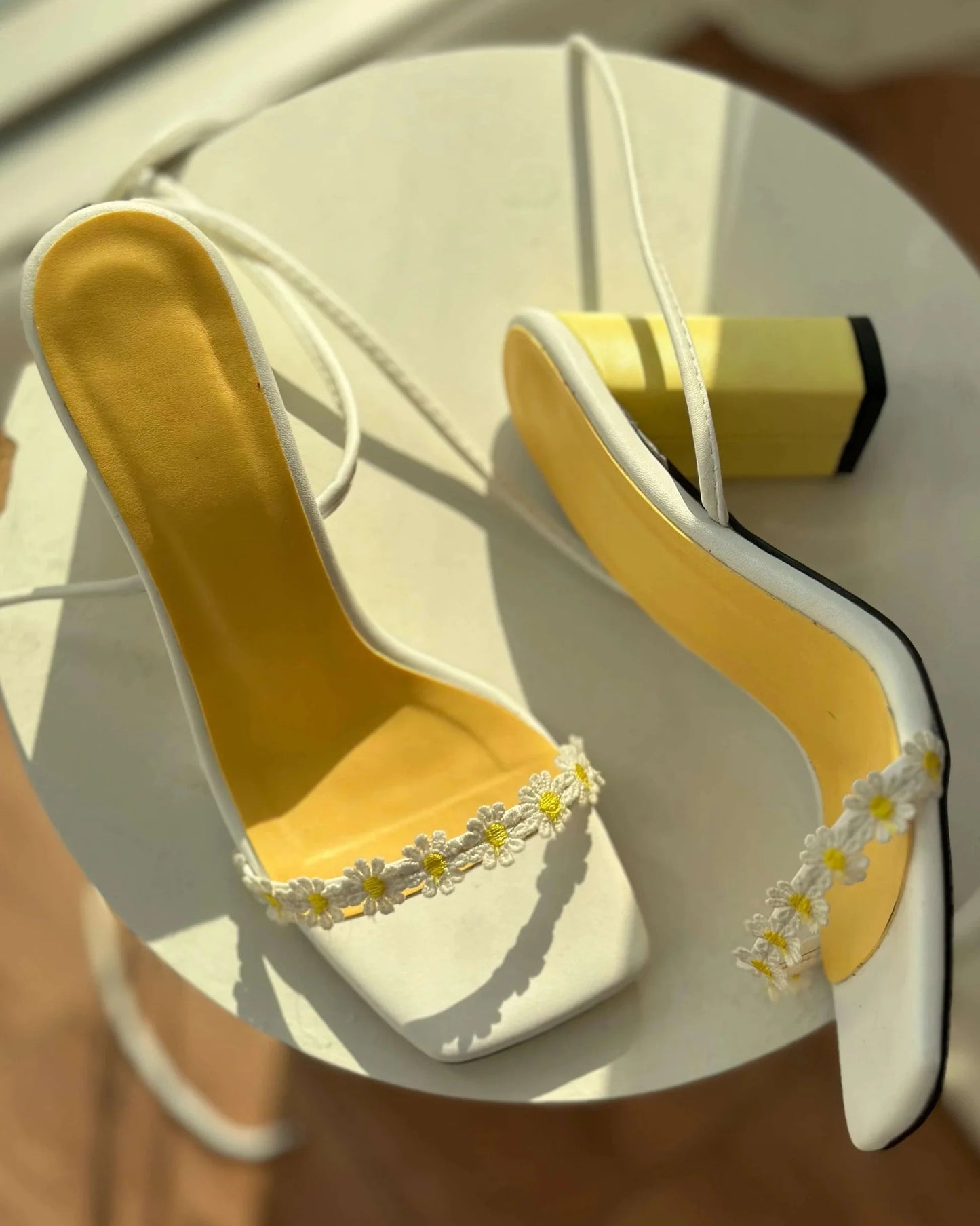 Daisy Embroidered Wrap - Around Heels