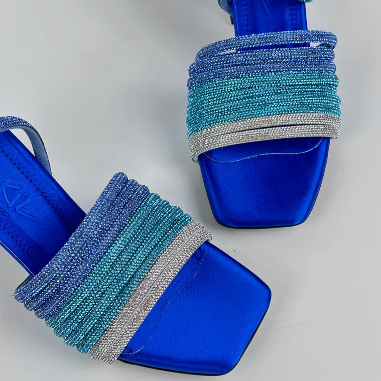 Blue Gradient Rhinestone Square - Toe Heels