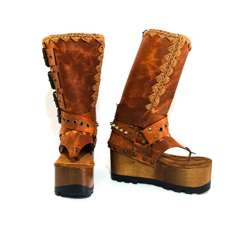(Free shipping💥 for a limited time)Vintage Punk Platform Open - Toe Boots