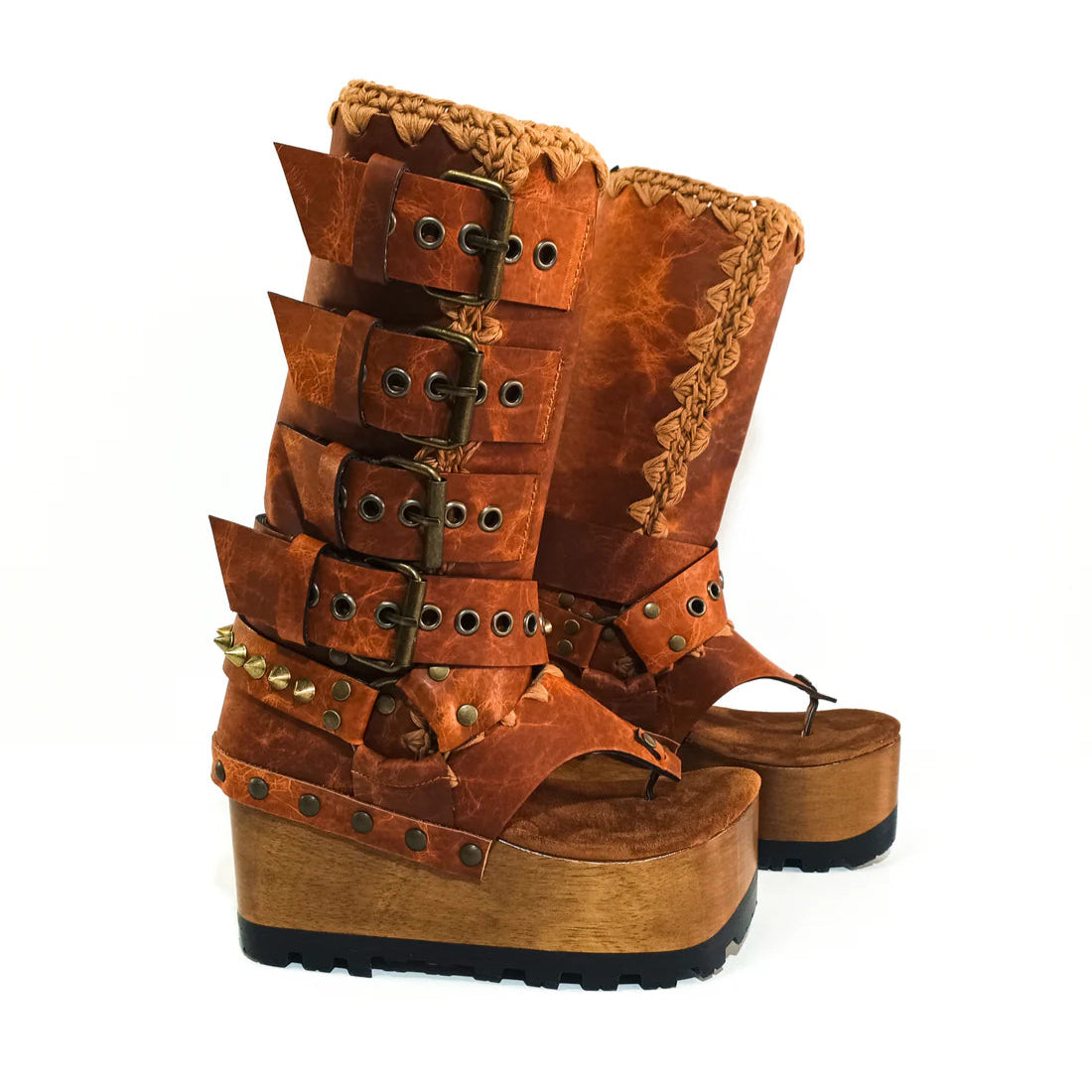 (Free shipping💥 for a limited time)Vintage Punk Platform Open - Toe Boots