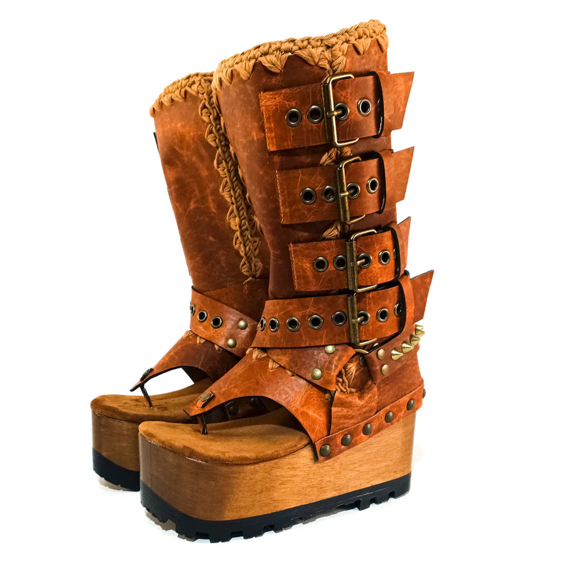 (Free shipping💥 for a limited time)Vintage Punk Platform Open - Toe Boots