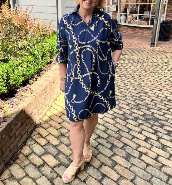 Chain Printed V-Neck Dress