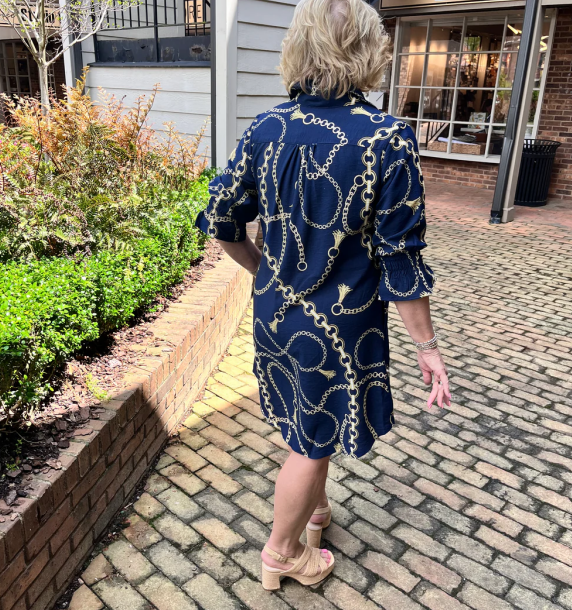 Chain Printed V-Neck Dress