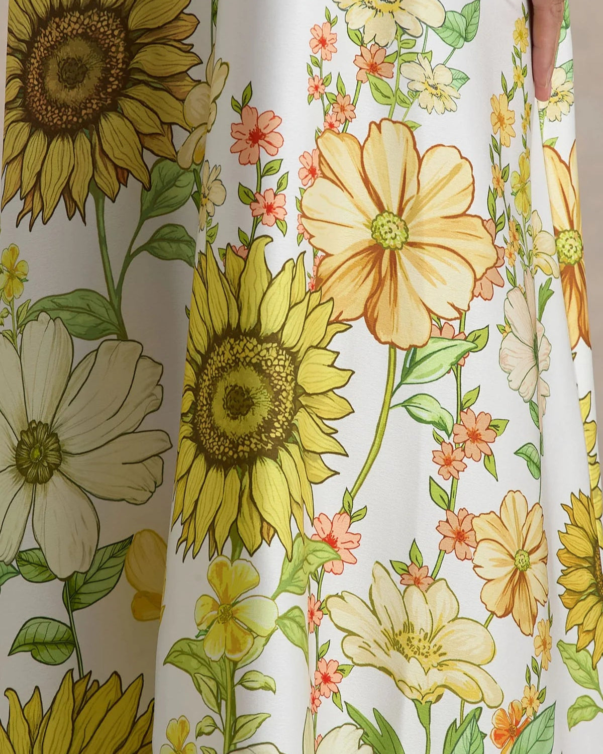 Sunflower - Print Satin Halter Neck Maxi Dress
