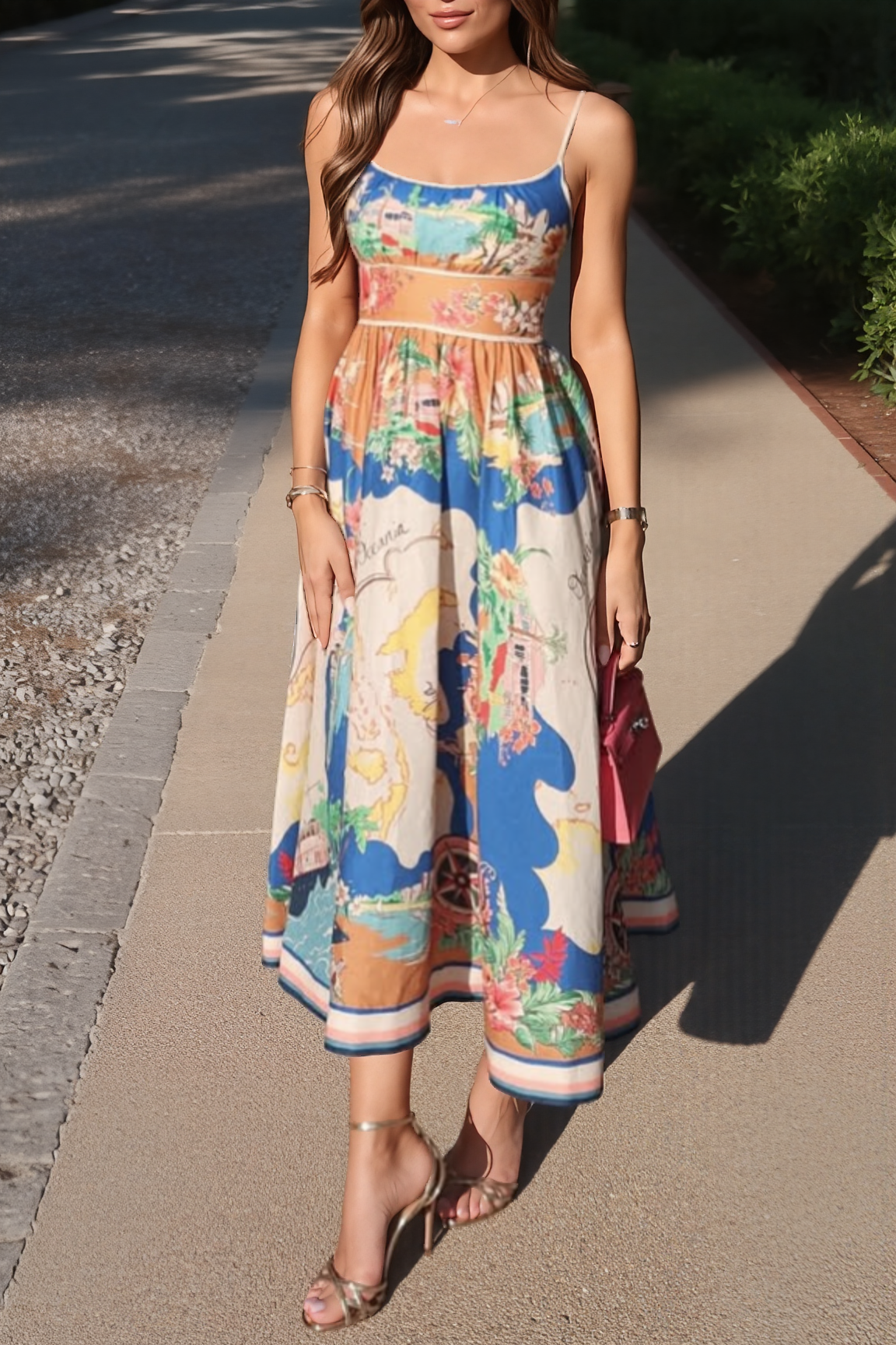 Chromatic Strappy Column – Silk-Traced Reverie