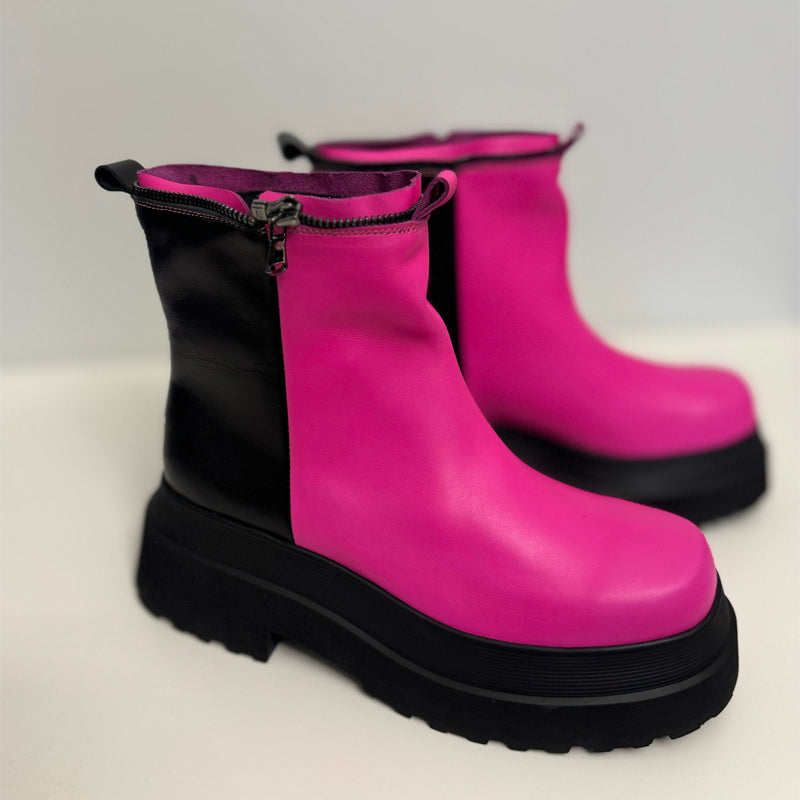 Leather Knee High Platform Boots. Transform To Ankle Boots