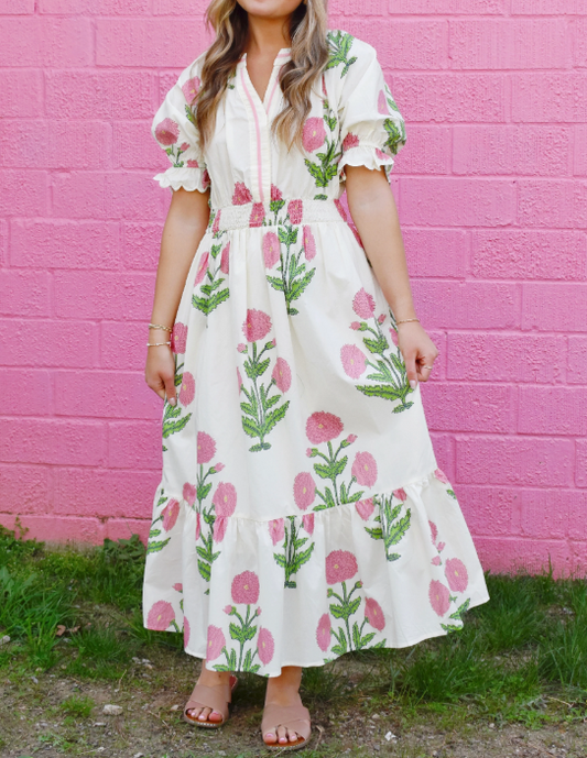 V-Neck Printed Dress