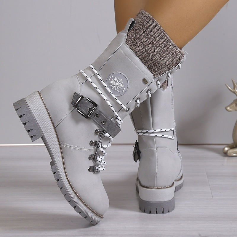 Cuff Lace - Up Buckle Combat Boots（Limited stock, only $49.99💥）