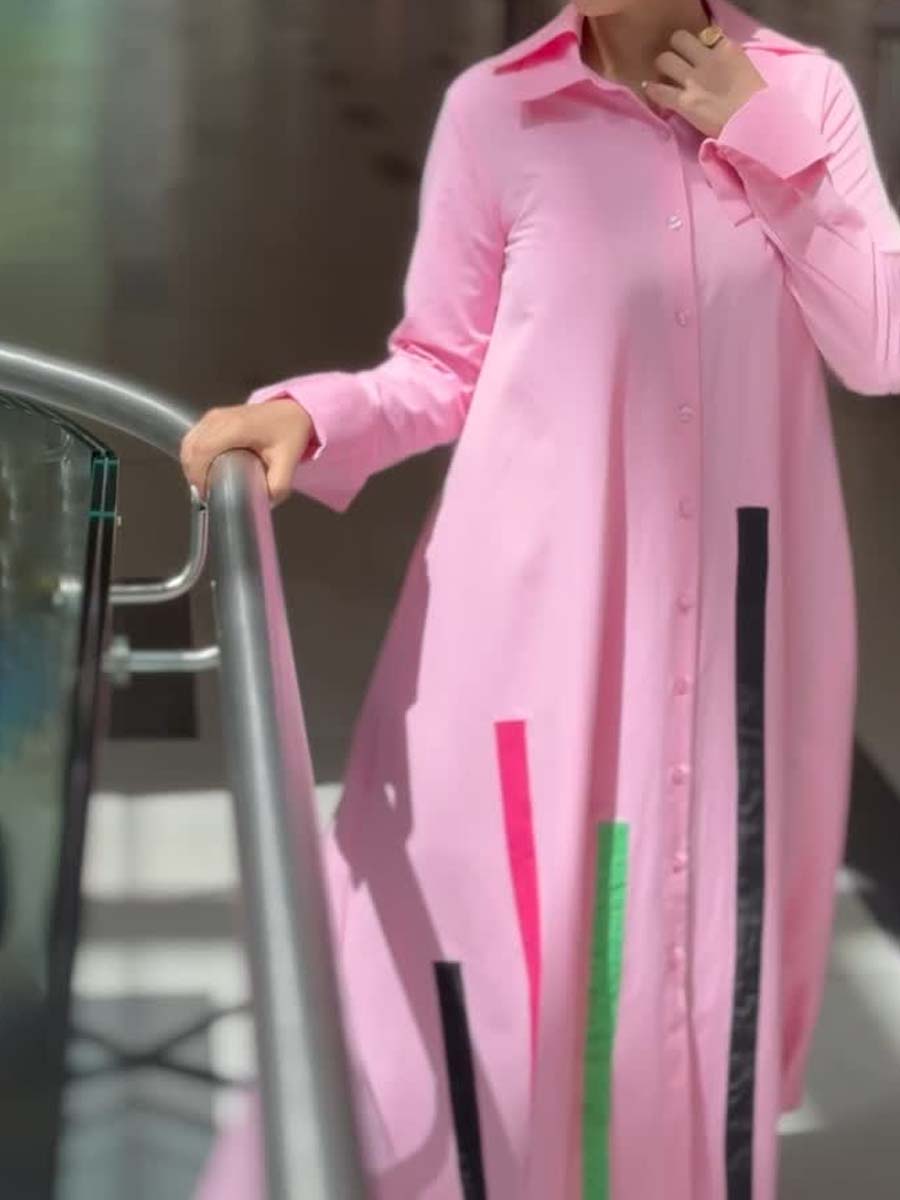 Loose Striped Colorful Shirt Dress