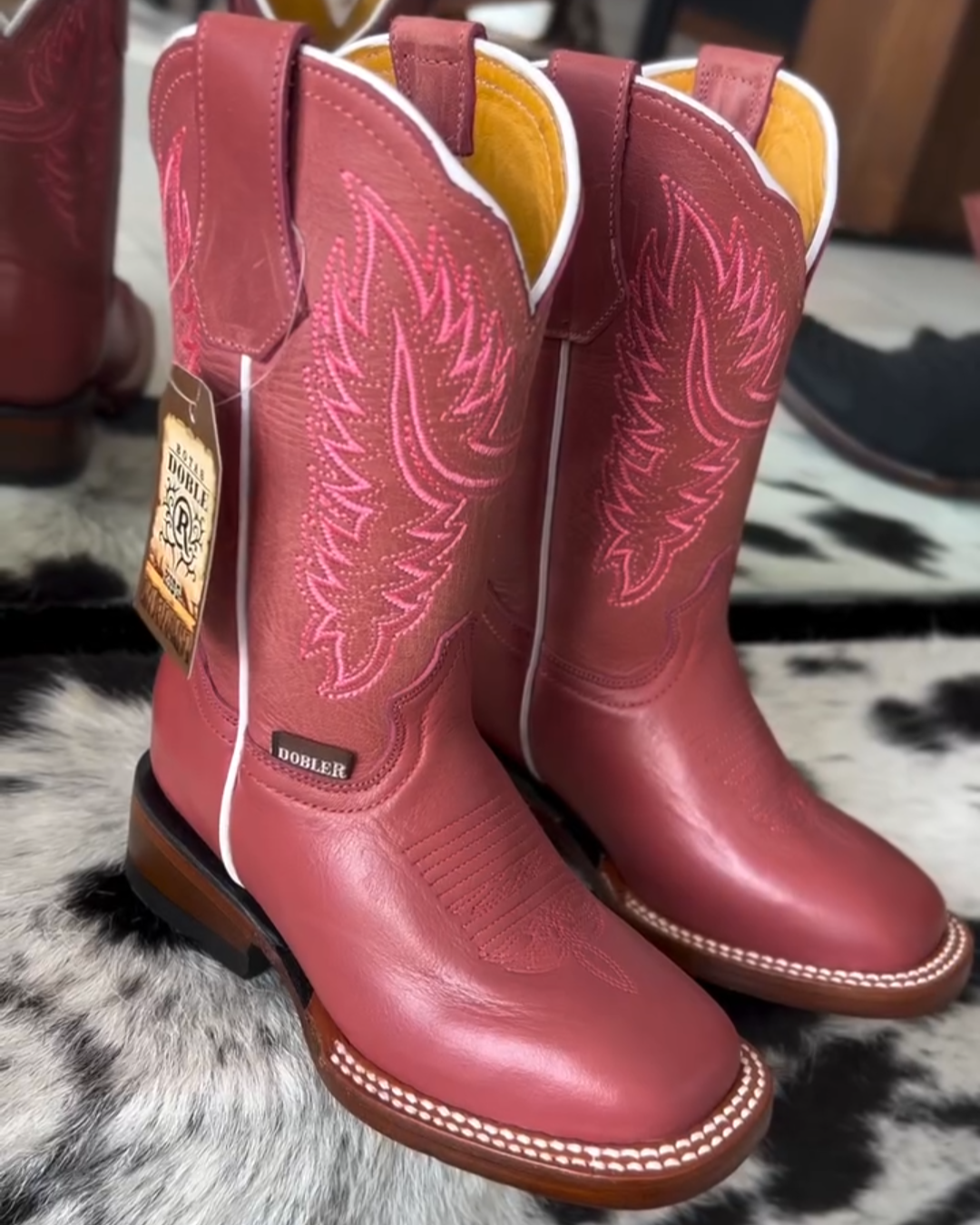 Pink Embroidered Western Cowboy Boots