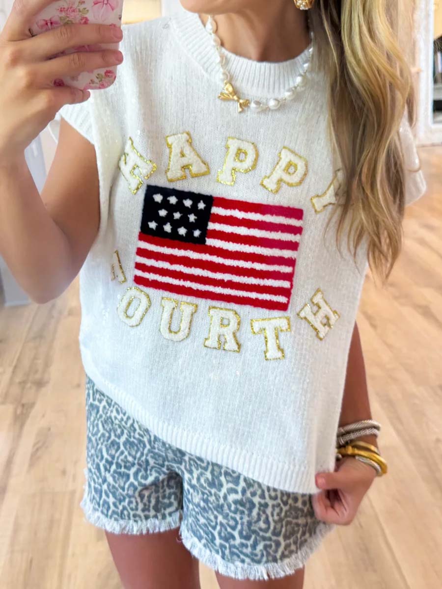 Sequin Patchwork Sweater Vest Top
