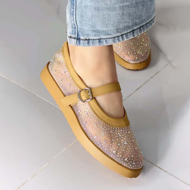 Rhinestone Sparkle Mesh Flats