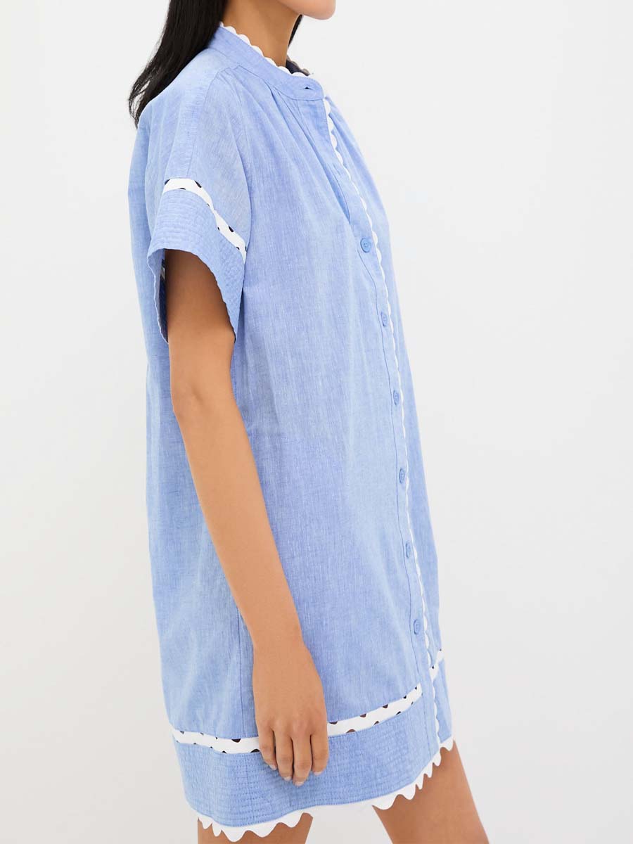 Charming Ric-rac Trim Belted Dress