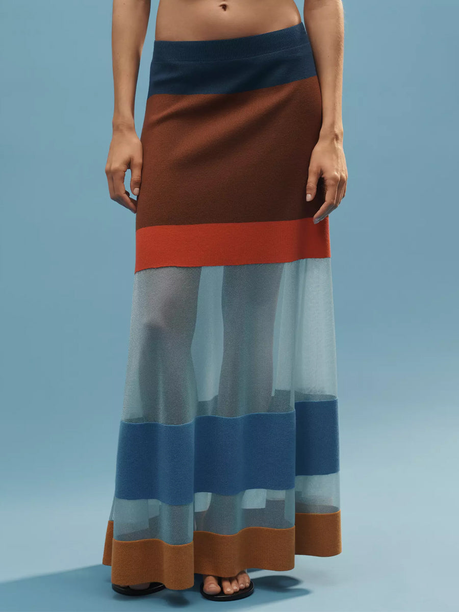 Striped Sheer Maxi Skirt