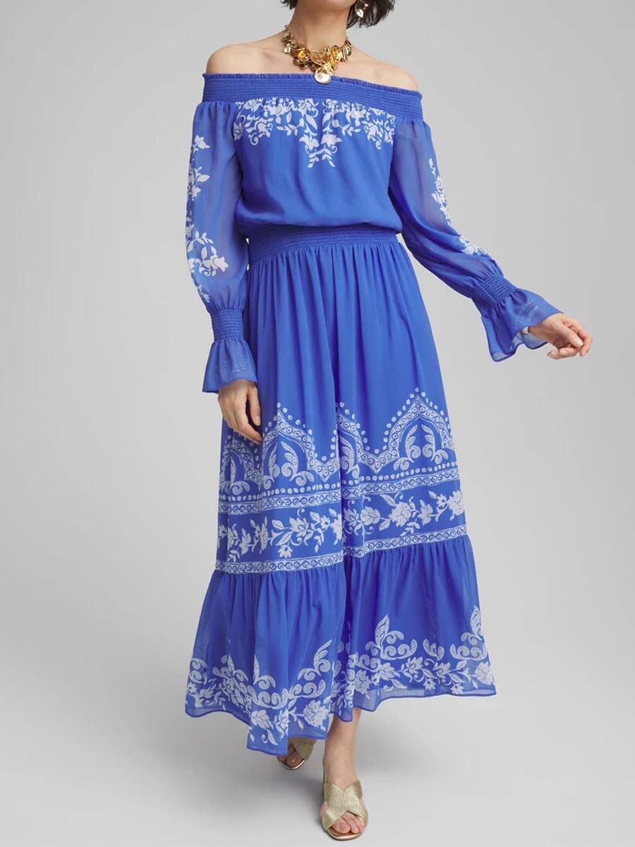 Off Shoulder Tiered Maxi Dress