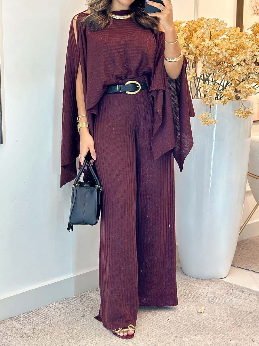 Split Sleeve Knitted Two Pieces Set