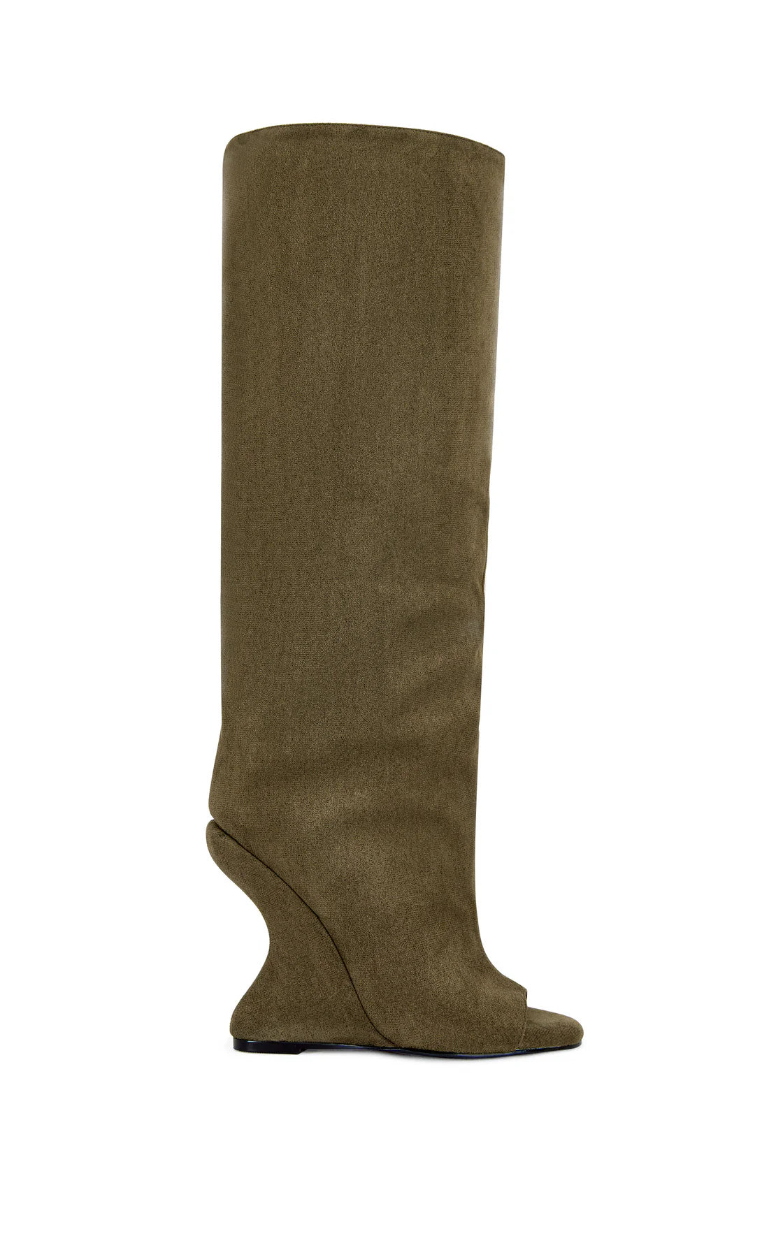 Suede Sculpted Heel Peep Toe Boots