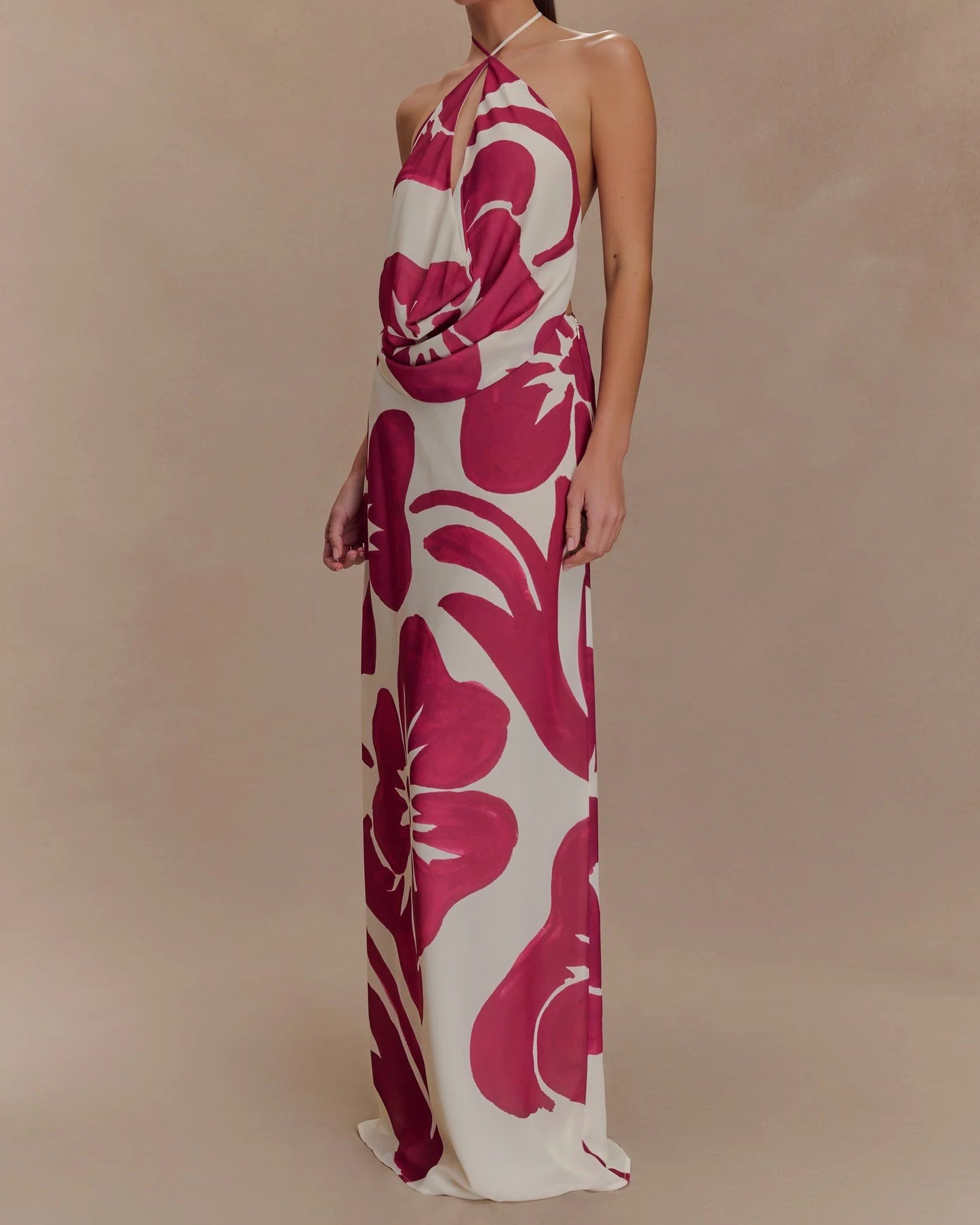 Floral Halter Neck Maxi Dress