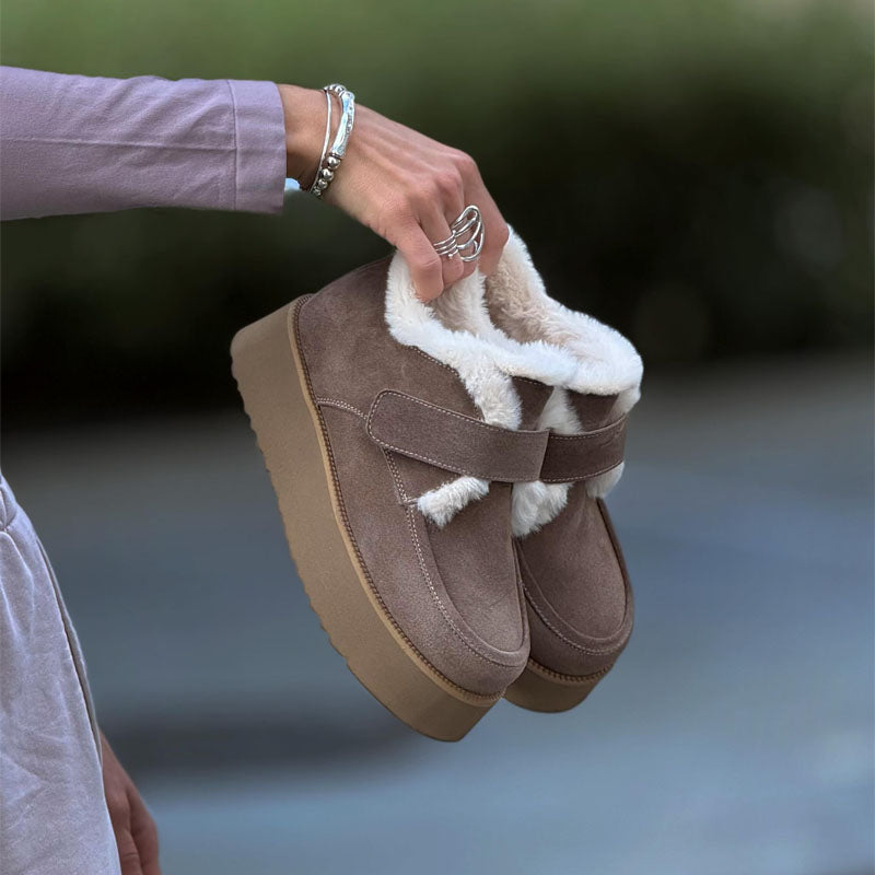 Platform Fleece-lined Velcro Snow Boots