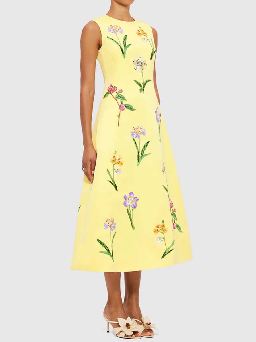 Flower Print Sleeveless Maxi Dress