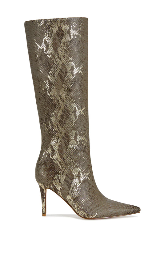 BROWN SNAKE STILETTO BOOT