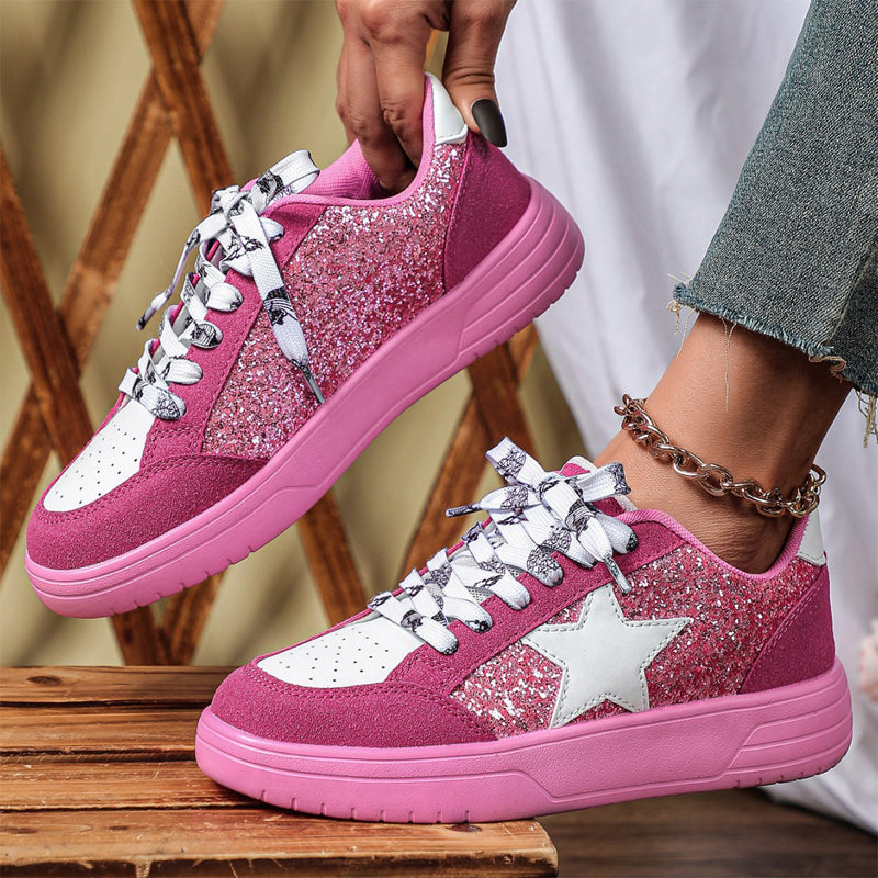 Lace-up Sparkling Sneakers