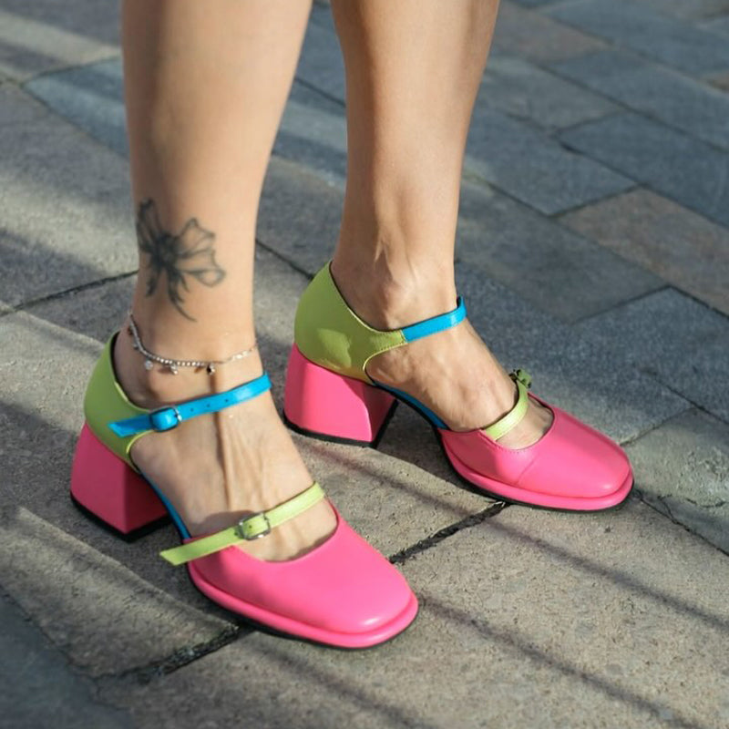 Color Block Coarse With Mary Jane