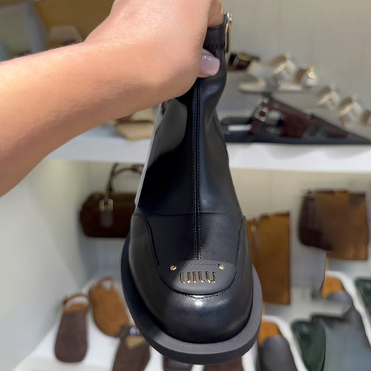 Round Toe Side Zip Ankle Boots