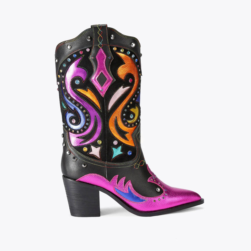 Rhinestone Sparkle Pointed-Toe Boots