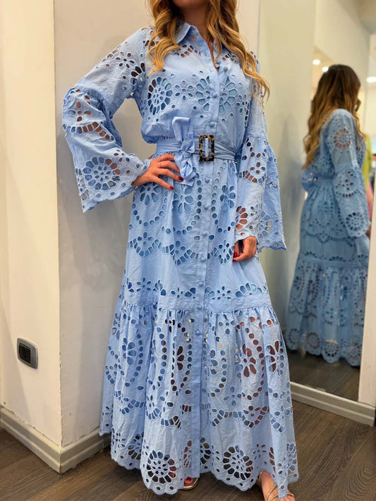 Elegant Lace Long Sleeve Maxi Dress