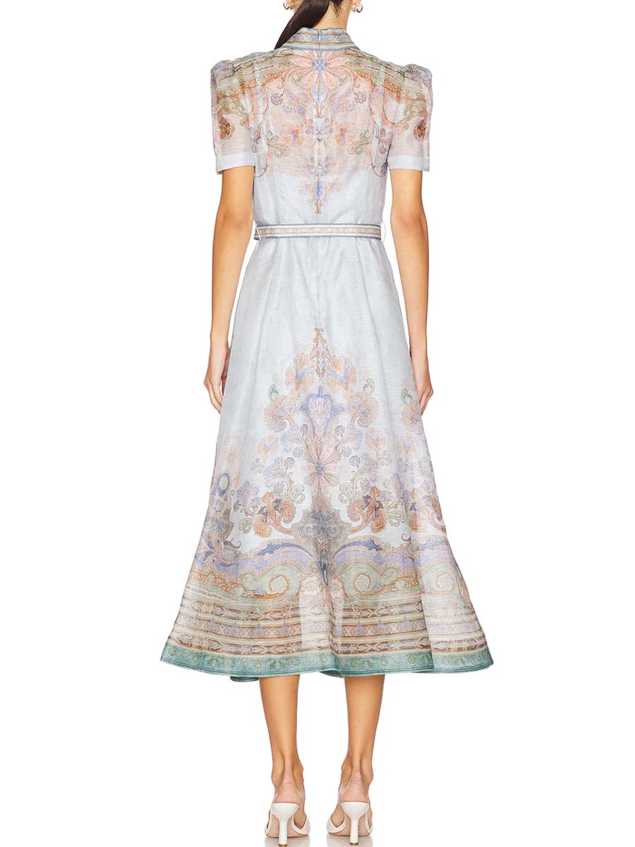 Elegant Short Sleeve Printed Dress