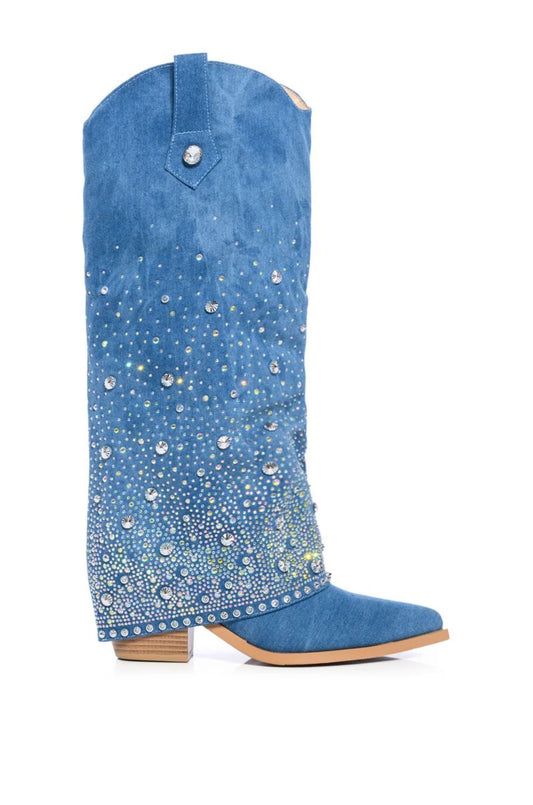 Blue Sparkle Cowboy Western Boots