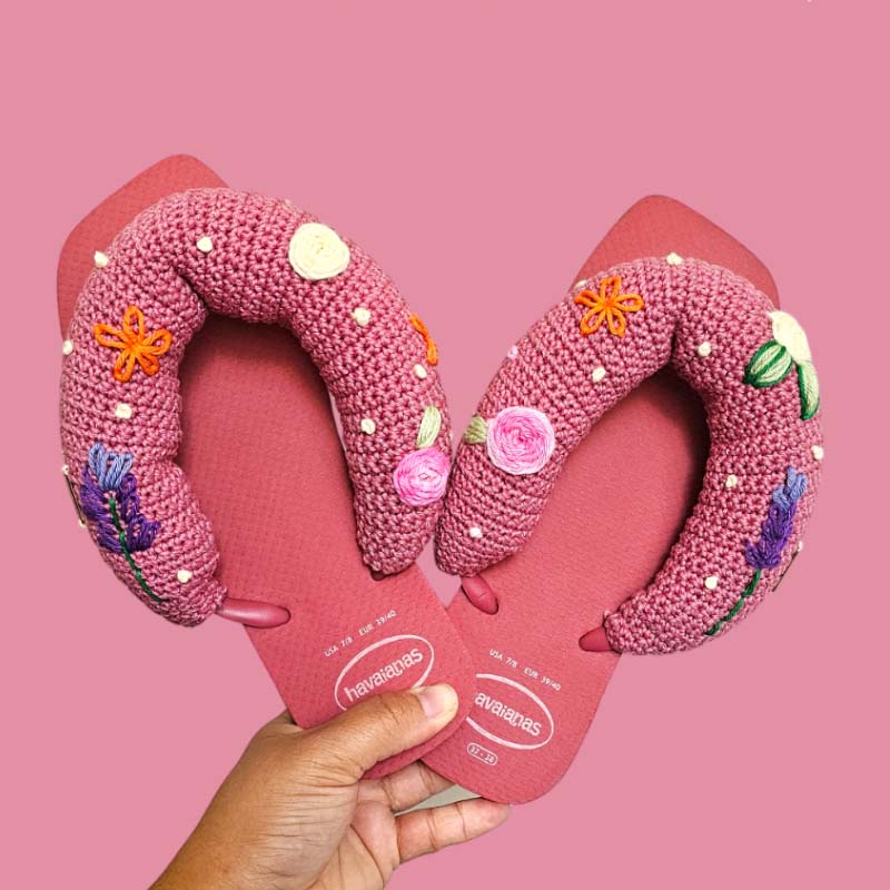 Knitted Crocheted Flat Flip-flops