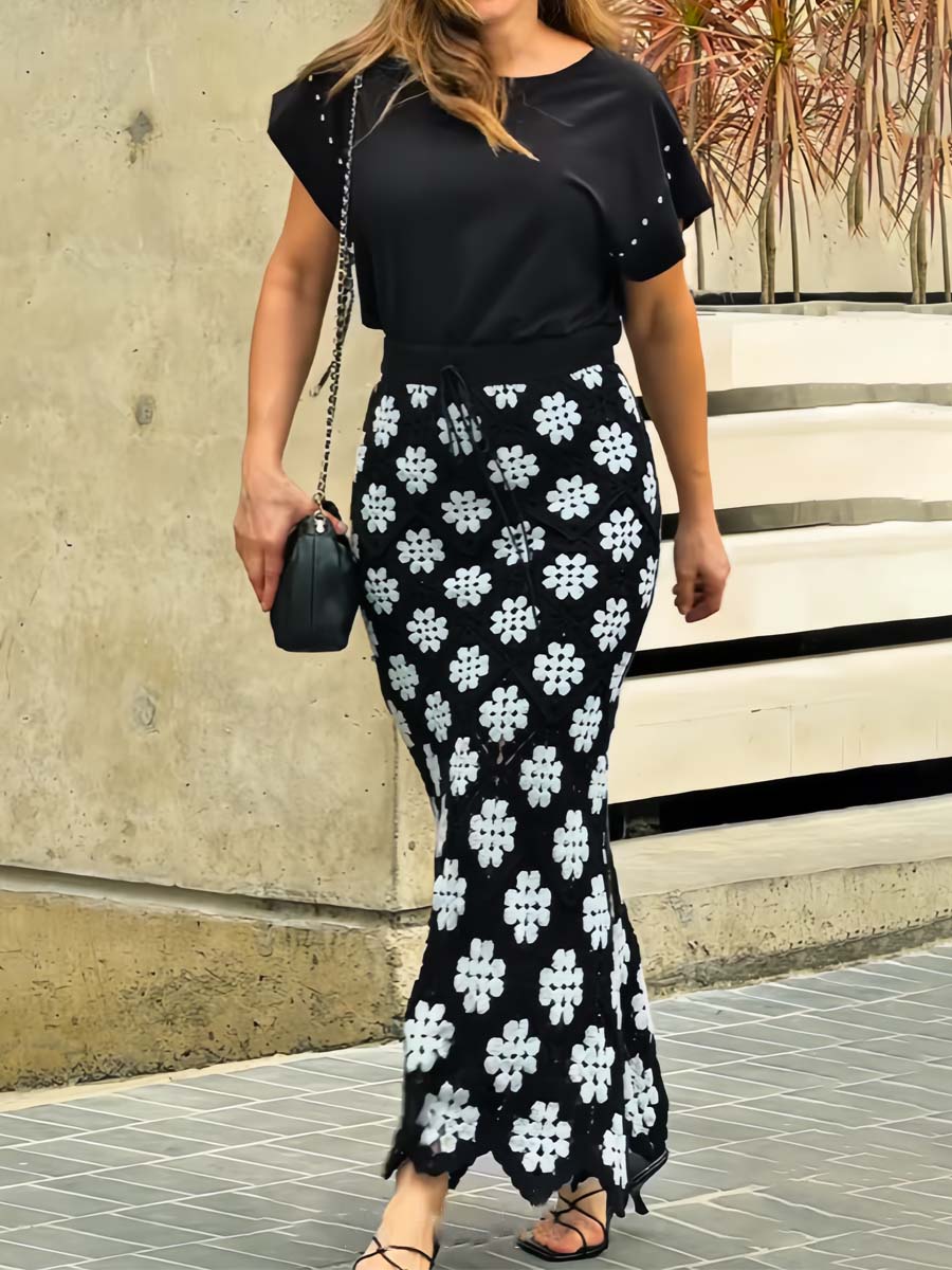 Drawstring Waist Crochet Skirt