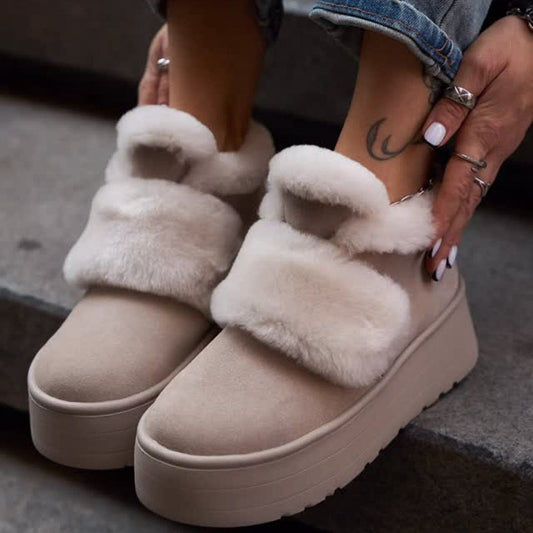 Thick-soled Velcro Fur Snow Boots