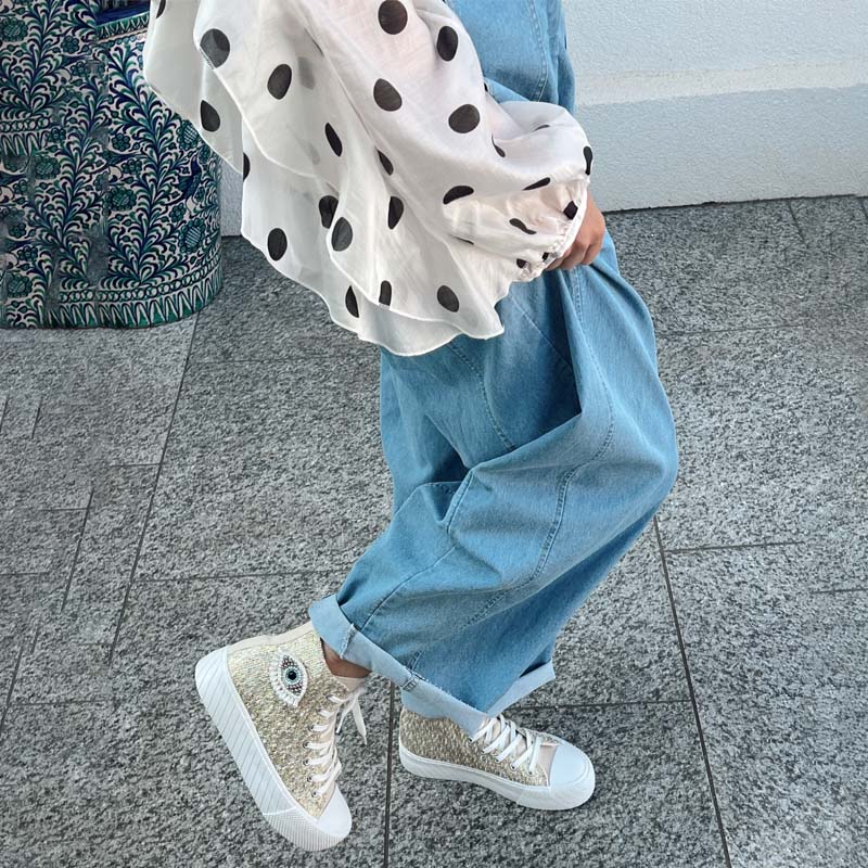 Pearl-Decorated Sneakers